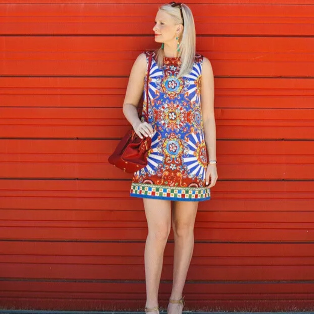 Dolce & Gabbana Majolica Print Mini Dress Size 36 XS Multicolor Sicily Italy - Picture 3 of 11